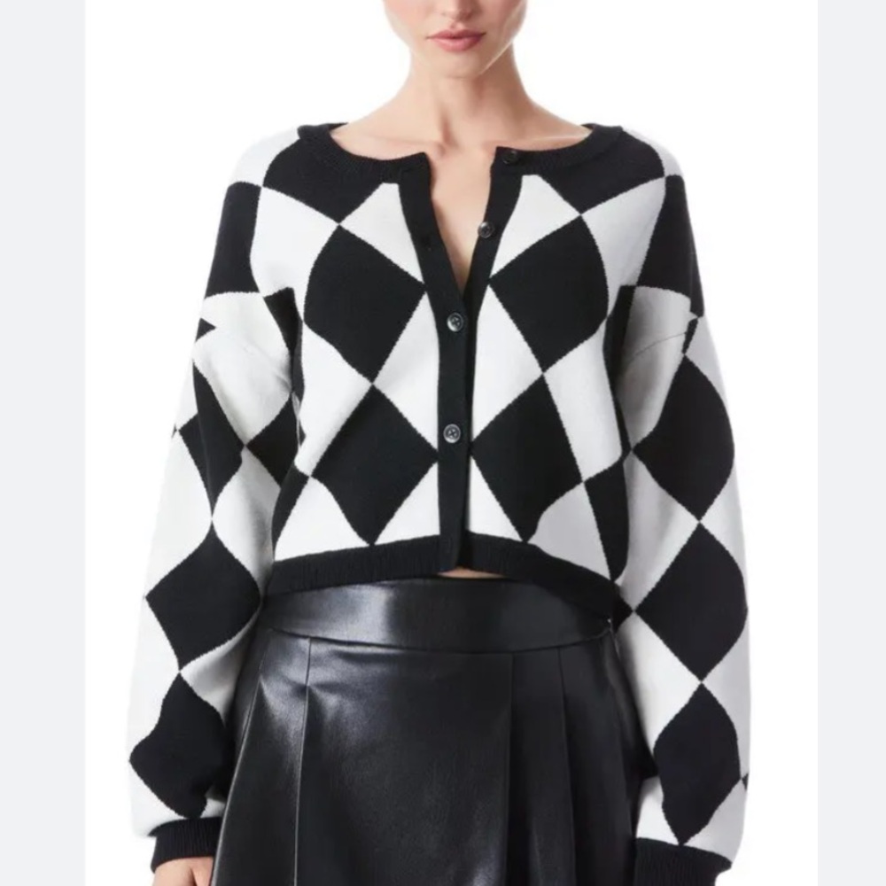 Alice & Olivia Verena Jacquard Textured Cardigan Size S